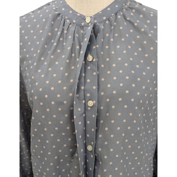Trovata Birds Of Paradis Polka Dot Blouse Bell Flare Women's Size M Light Blue - Picture 5 of 10